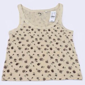 Pacsun Yellow Tank Top with Floral Design - Size Medium